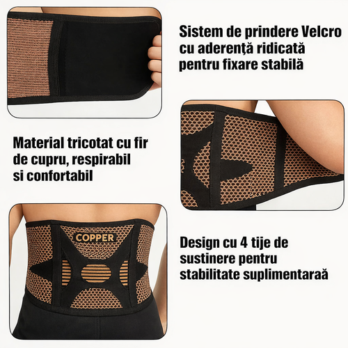 Centură lombară cu fir de cupru